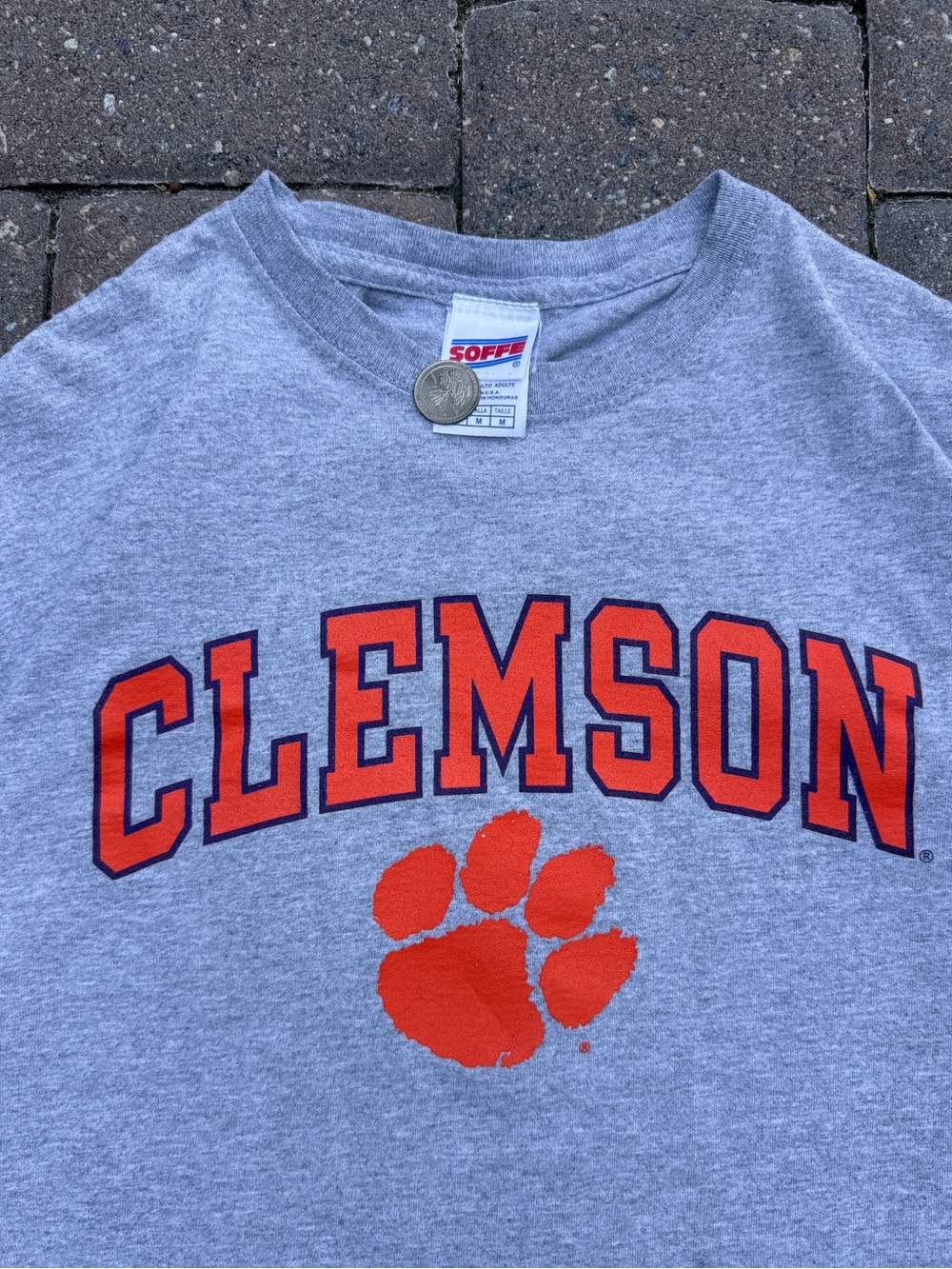 Vintage 90s Clemson Tigers Soffe Made in USA Football Tee M - Picture 2 of 4